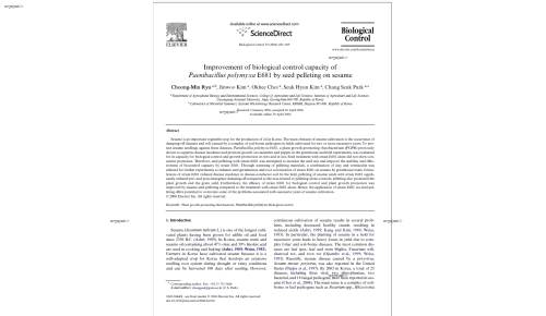 Improvement of biological control capacity of Paenibacillus polymyxa E681 by seed pelleting on sesame