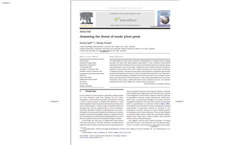 Assessing the threat of exotic plant pests