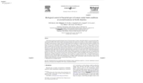 Biological control of bacterial spot of tomato under Weld conditions at several locations in North America