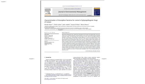 Characterization of rhizosphere bacteria for control of phytopathogenic fungi of tomato