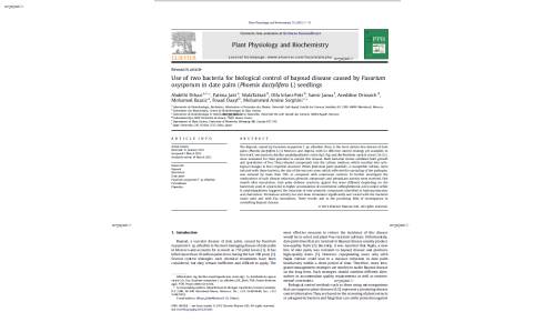 Use of two bacteria for biological control of bayoud disease caused by Fusarium oxysporum in date palm (Phoenix dactylifera L) seedlings