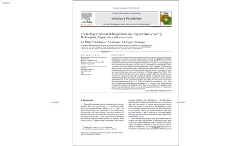 The biological control of Ancylostoma spp. dog infective larvae by Duddingtonia flagrans in a soil microcosm