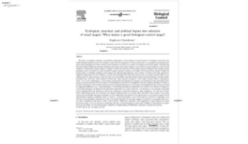 Ecological, practical, and political inputs into selection of weed targets: What makes a good biological control target?