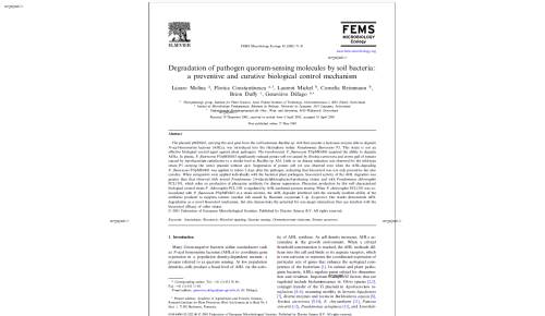 Degradation of pathogen quorum-sensing molecules by soil bacteria: a preventive and curative biological control mechanism