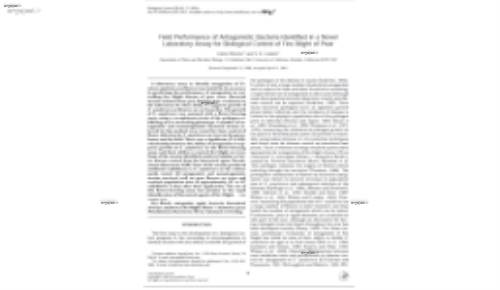 Field Performance of Antagonistic Bacteria Identified in a Novel Laboratory Assay for Biological Control of Fire Blight of Pear