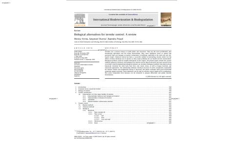 Biological alternatives for termite control: A review