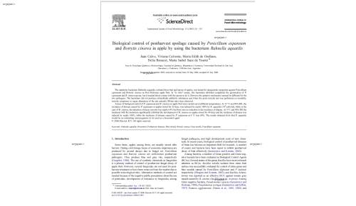 Biological control of postharvest spoilage caused by Penicillium expansum and Botrytis cinerea in apple by using the bacterium Rahnella aquatilis