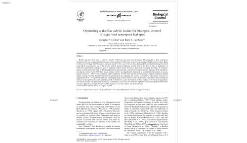 Optimizing a Bacillus subtilis isolate for biological control of sugar beet cercospora leaf spot