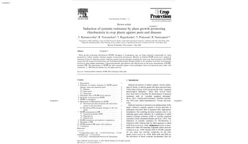 Induction of systemic resistance by plant growth promoting rhizobacteria in crop plants against pests and diseases