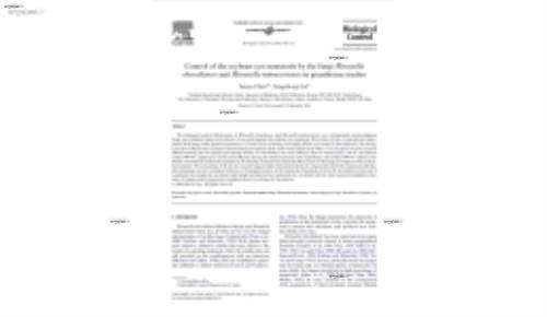 Control of the soybean cyst nematode by the fungi Hirsutella rhossiliensis and Hirsutella minnesotensis in greenhouse studies