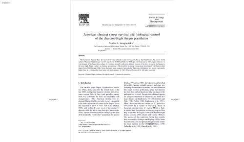American chestnut sprout survival with biological control of the chestnut-blight fungus population