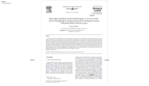 Host plant speciWcity and potential impact of Aceria salsolae (Acari: Eriophyidae), an agent proposed for biological control of Russian thistle (Salsola tragus)