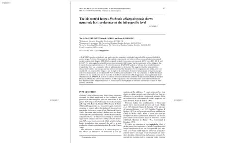 The biocontrol fungus Pochonia chlamydosporia shows nematode host preference at the infraspecific level