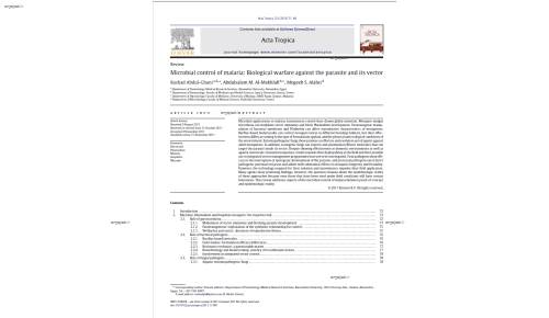 Microbial control of malaria: Biological warfare against the parasite and its vector