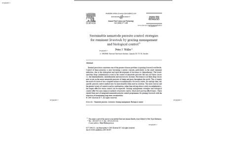 Sustainable nematode parasite control strategies for ruminant livestock by grazing management and biological control
