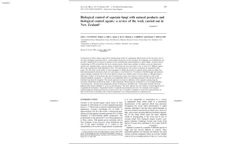 Biological control of sapstain fungi with natural products and biological control agents: a review of the work carried out in New Zealand*