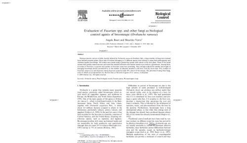 Evaluation of Fusarium spp. and other fungi as biological control agents of broomrape (Orobanche ramosa)