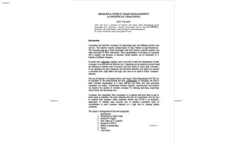 ترجمه مقاله DEMAND &amp; SUPPLY CHAIN MANAGEMENT: A LOGISTICAL CHALLENGE مدیریت زنجیره عرضه و تقاضا