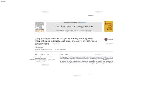 تجزیه و تحلیل مقایسه ای کنترل بار فرکانس خودکار سیستم دو ناحیه ای با الگوریتم های فراابتکاری تجزیه و تحلیل مقایسه ای کنترل بار فرکانس خودکار سیستم دو ناحیه ای با الگوریتم های فراابتکاری