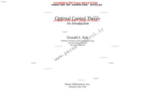 مقدمه ای بر تئوری کنترل بهینه مقدمه ای بر تئوری کنترل بهینه