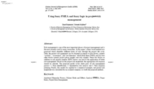 ترجمه مقاله Using fuzzy FMEA and fuzzy logic in project risk management،استفاده از FMEA فازی و منطق فازی در مدیریت ریسک پروژه 