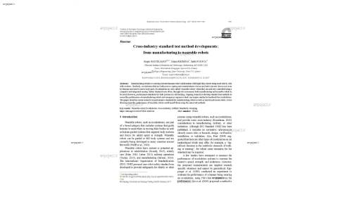 Cross-industry standard test method developments: from manufacturing to wearable robots