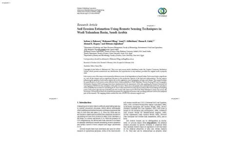 ترجمه مقاله Soil Erosion Estimation Using Remote Sensing Techniques in Wadi Yalamlam Basin, Saudi Arabia