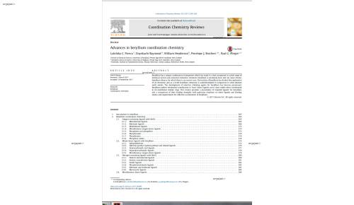 Advances in beryllium coordination chemistry