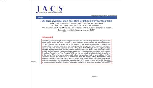 Fused Nonacyclic Electron Acceptors for Efficient Polymer Solar Cells